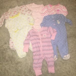 Bundle of (6) baby girl sleepers